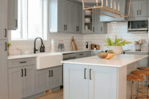 White and Gray Kitchen Cabinets